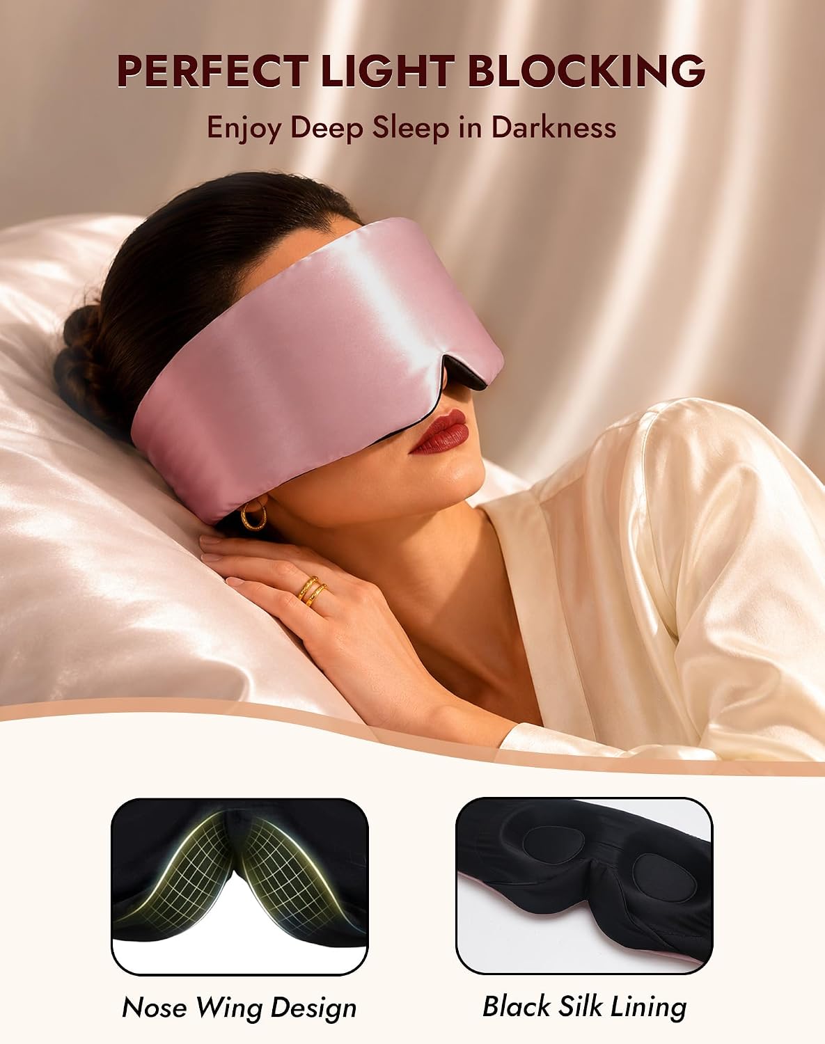 SilkSilky 22 Momme Mulberry Silk Sleep Mask for Side Sleepers, Black