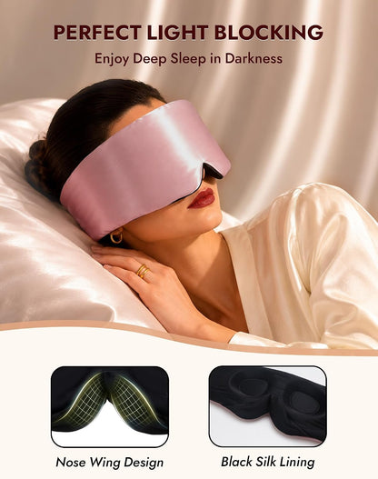 SilkSilky 22 Momme Mulberry Silk Sleep Mask for Side Sleepers, Black