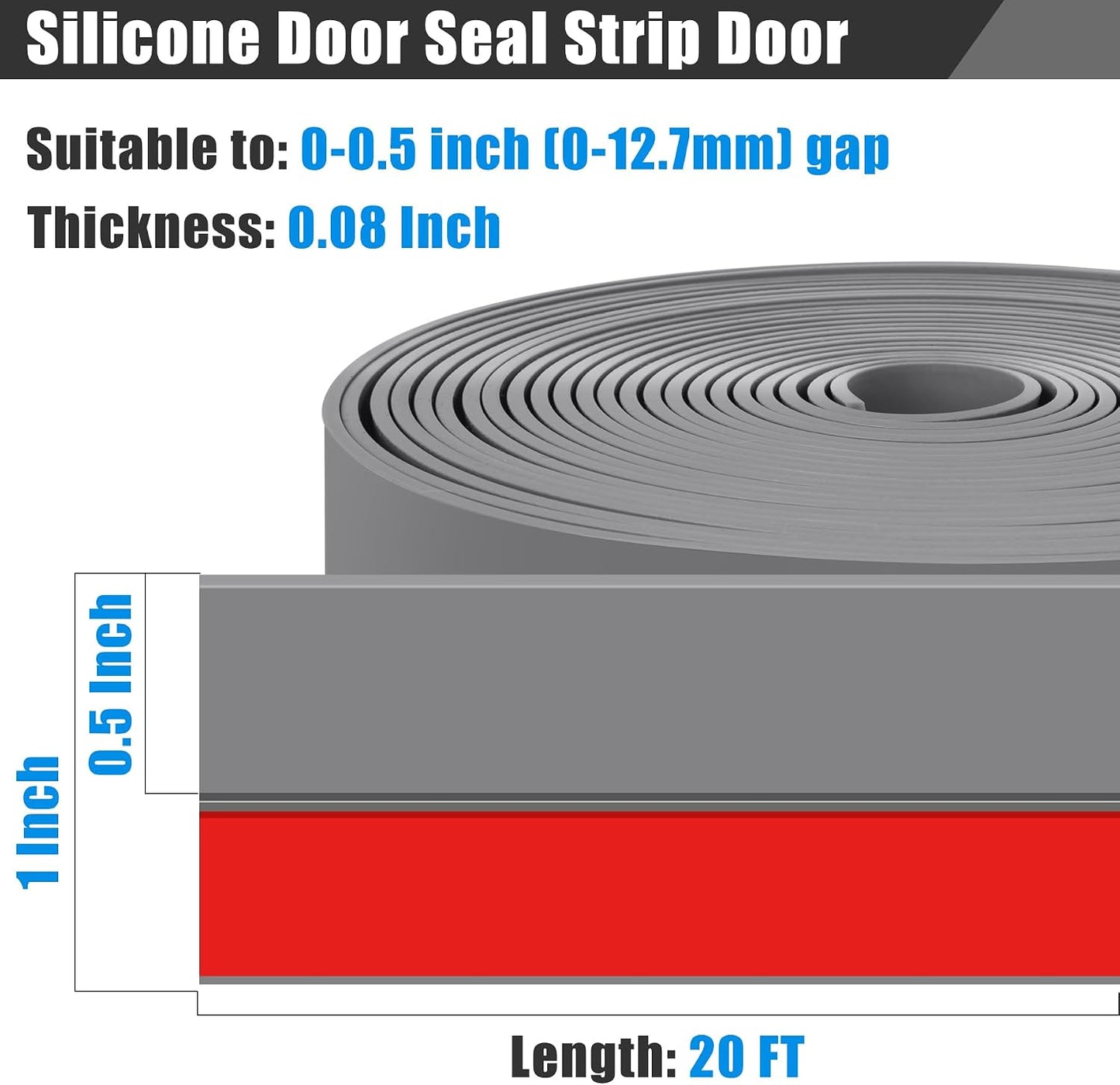 Draft Seal Tape for Doors and Windows 2 in x 20 Ft Silicone Weather Stripping Extra Thick 2mm Door Seal Strip with Strong Adhesive Draft Insulation Stopper Side Seal - Clear