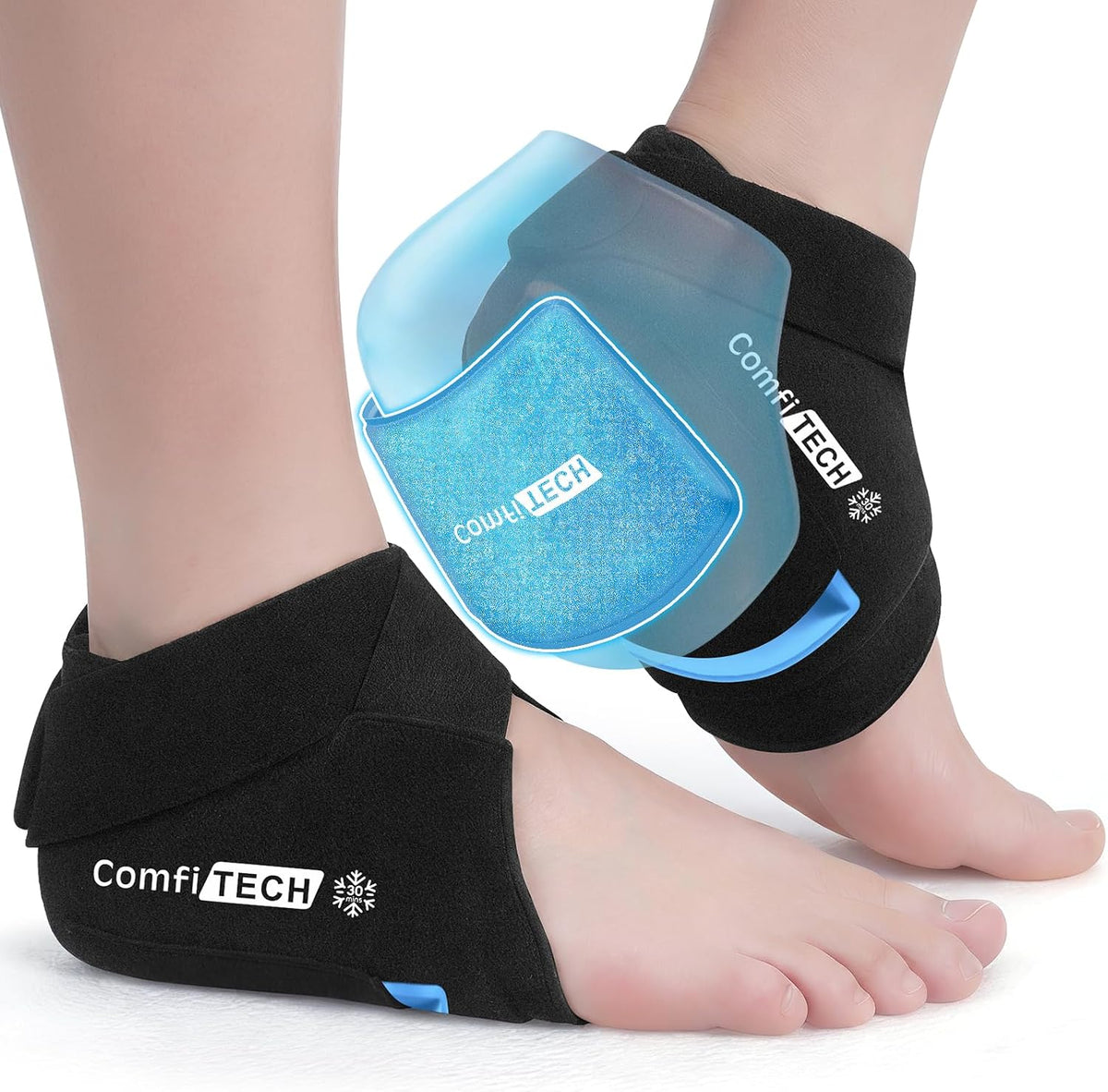 ComfiTECH 30-Min Cooling Ankle Ice Pack Wraps Plantar Fasciitis Relief
