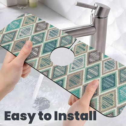 Abstract Flower Blooming Floral Watercolor Kitchen Sink Splash Guard Faucet Mat Super Absorbent Fast Drying Mat Sink Gadgets-Fast Drying Pad Sink Mat For Kitchen Bathroom (15" X 5.5" )