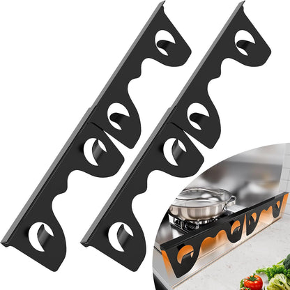 Adjustable Stove Gap Covers 2 Pack, Black 13.8-27.5 Inch | Heat & oil-resistant metal range trim guard. Fits kitchen oven, counter, sink, washer & dryer. Tool-free install
