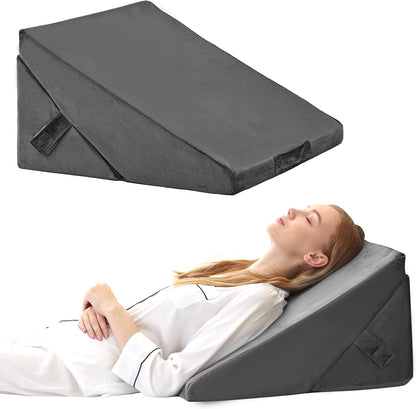 Bedluxe Wedge Pillow Headboard, 3PCS Orthopedic Bed Wedge Pillows Set for After Surgery, Adjustable Pillow Wedge for Acid Reflux&Back Pain Relief, Sleeping, Back Pillow for Bed Sitting Up, White/Grey