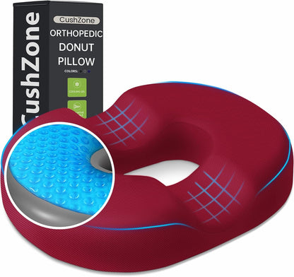 Donut Pillow Seat Cushion, Cooling Gel Memory Foam Chair Cushion, Black