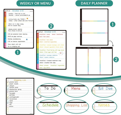 Magnetic Dry Erase Weekly Calendar for Fridge - Large 17"x12" Magnetic Weekly Planning Board with Hourly Time Slots - 6 Extra Fine Point Markers Included