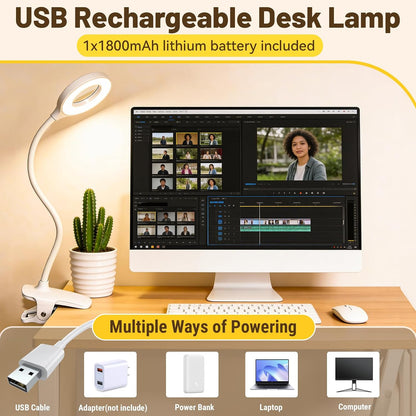Clip on Reading Light for Bed Headboard, 5 Colors & 5 Brightness, Black