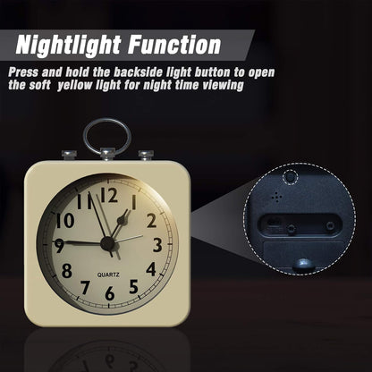 AYRELY® Small Metal Alarm Clock, Desk and Table Clock for Travel