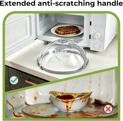 UFORU 10-Inch Foldable Microwave Splatter Cover for Food with Water Steamer | Clear Plate Cover with Handle Helps Contain Food Splatter Guard,Collapses for Compact Drawer or Cabinet Storage,Space-Saving