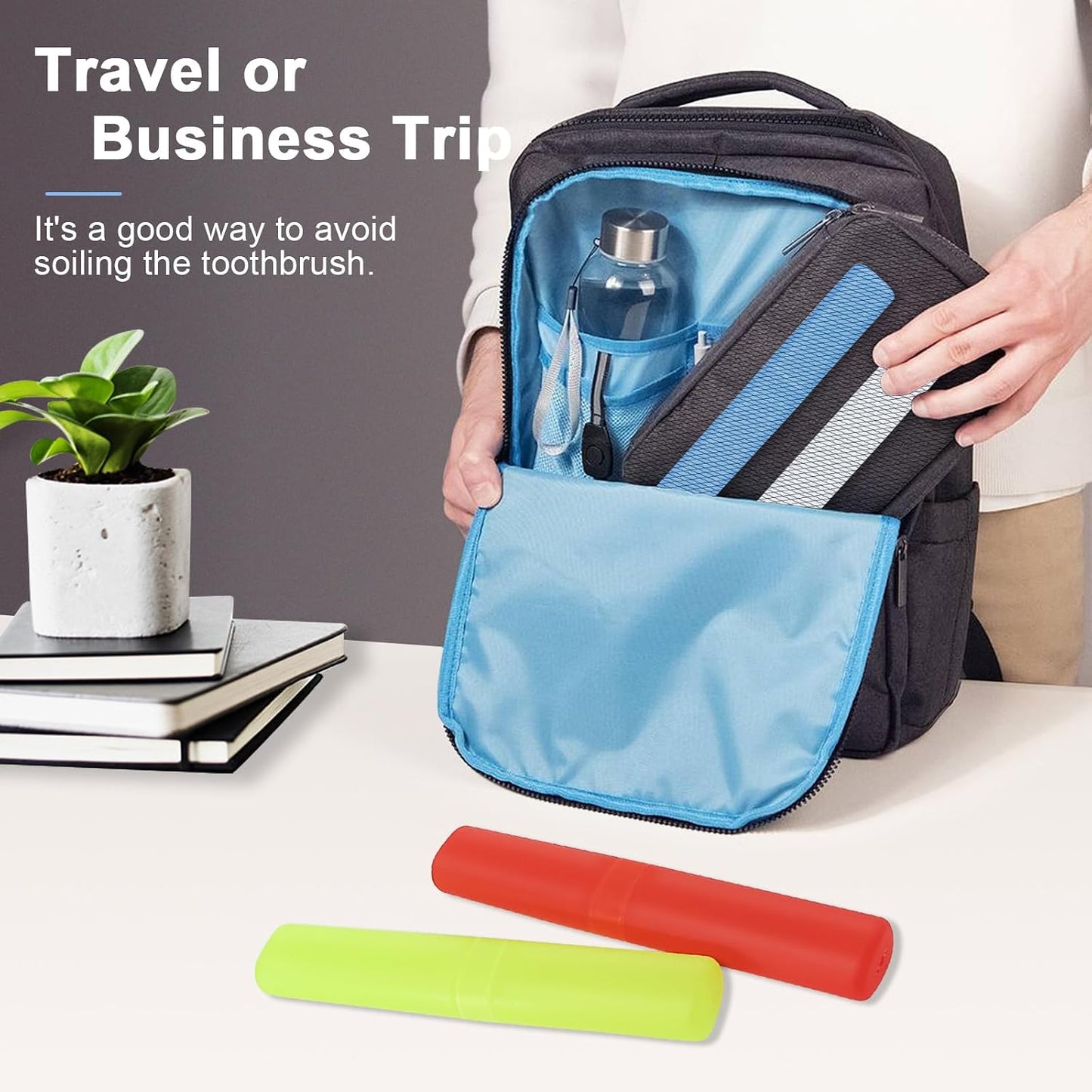 Mulbozy 4 Packs Portable Travel Toothbrush Case, Breathable Plastic Toothbrush Holder for Home, Travel, Business, Camping, School