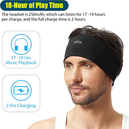 BORAYDA 2-Pack Bluetooth Headband, Bluetooth 5.4 Sleeping Headphones,18 Hours Play Time,HD Stereo, Built-in Microphone, Workout, Running, Sports, Men/Women Giftv