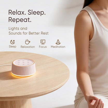 Noise Machine, White Noise Sound Machine for Baby & Adults, 26 Soothing Sounds, 8 Night Light Colors, Tap Control, 6 Timer Settings, Auto-Off & Memory, 4-7-8 Breathing (Black, Standar)