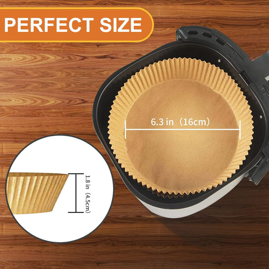 Air Fryer Liners Disposable Paper,100Pcs Parchment Paper Liners,Non Stick Airfryer Paper Liners,Food Grade Air Fryer Accessories WaterProof OilProof for Microwave Oven Steamer 6.3inch Square