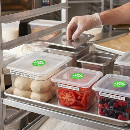 500Pcs Use First Stickers 1.5 Inch Food Service Labels Waterproof | Food Rotation Labels, Removable Stickers for Restaurant, Permanent Adhesive, FIFO Inventory Control, Containers