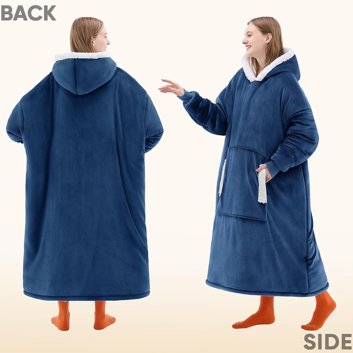 yescool Wearable Blanket Hoodie, Flannel Sherpa Fleece Blanket Sweatshirt for Adults Women Men,One Size Fits All - Colors A