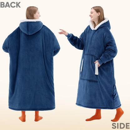 yescool Wearable Blanket Hoodie, Flannel Sherpa Fleece Blanket Sweatshirt for Adults Women Men,One Size Fits All - Colors A