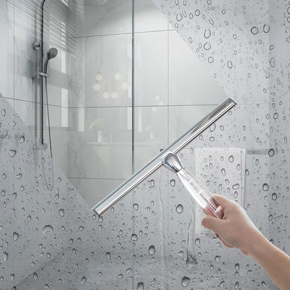 Shower Squeegee for Glass Doors, Squeegee for Shower Glass Door, Window and Car Glass, Mirrors - All-Purpose Stainless Steel Squeegee, 10 Inches and Black