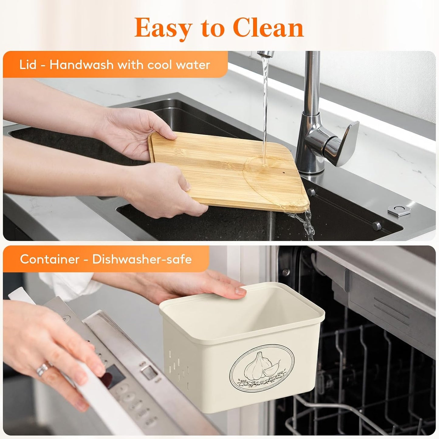 Lifewit Plastic Potato and Onion Storage Bin Box, Set of 3, White | Stackable Garlic Keeper, Vegetable Container Box, Aerating Holes & Lid for Pantry Countertop