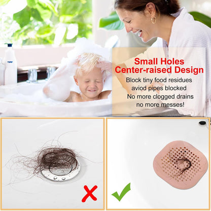 Bovinde Hair Drain Catcher,Square Cover for Shower 2 Pack (Black) | Drainer Cover Silicone Hair Stopper with Suction Cups,Protector Accessories,Easy to Install Suit for Bathroom,Bathtub,Sink