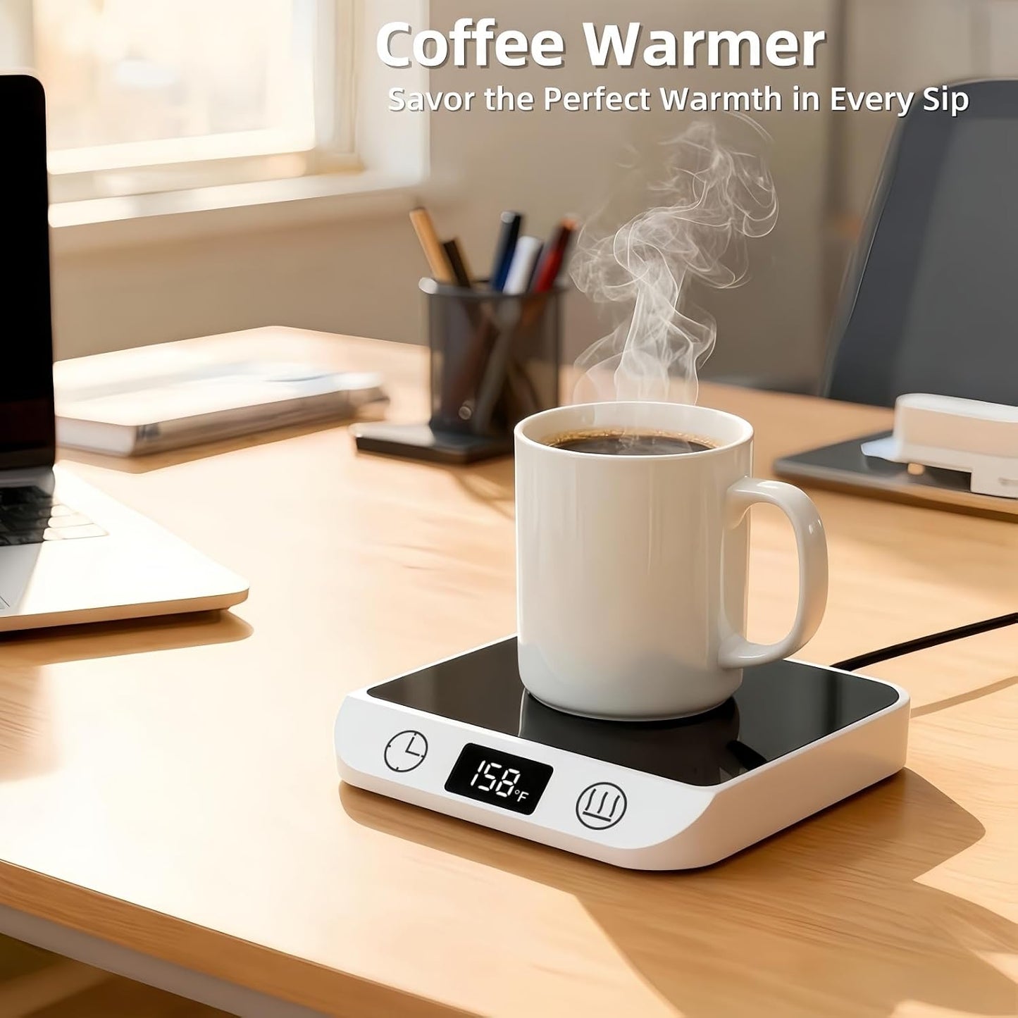 Coffee Mug Warmer & Candle Warmer 2-in-1, 46W Smart Cup Warmer for Desk | 6 Temperature Settings, 12-Hr Timer & 4-Hr Auto Shut-Off, Gift for Coffee Lovers, Home Office & Desk Warmer