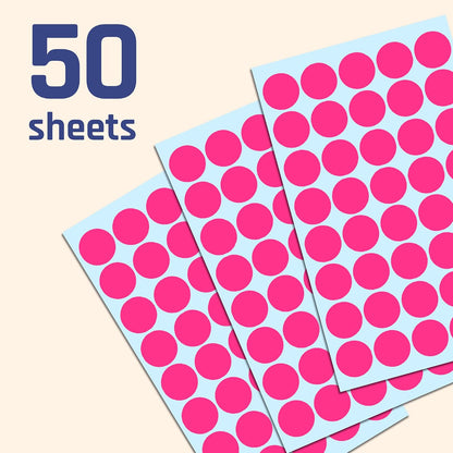 2000 Pack, 3/4" Round Colored Dot Stickers Labels - 10 Colors