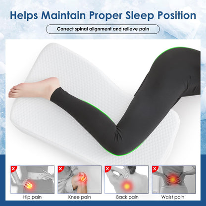 Leg Pillow for Side Sleepers, Memory Foam Knee Pillow for Side Sleeping, Leg Elevation Pillow for Hip/Back/Sciatica Pain Relief Helps Spine Alignment -15"x25" (Grey, M)