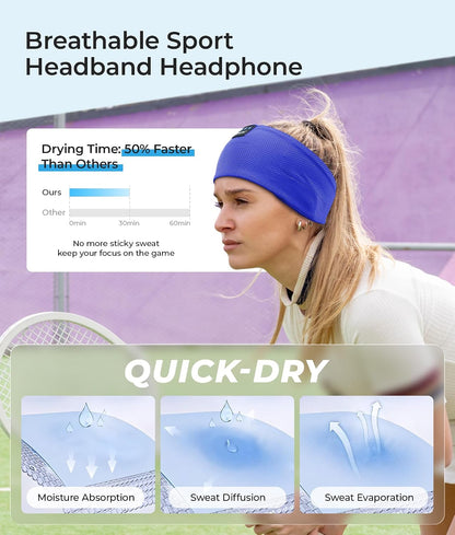 ink-topoint Sleep Headphones Bluetooth Headband, Wireless Sports Earphones | Sleeping Headphone for Side Sleepers with HD Stereo Speakers Breathable Headbands for Running, Yoga, Travel, Women&Men