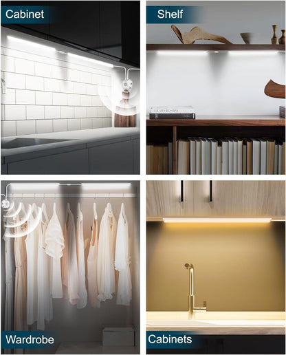 Daymeet Motion Sensor Dimmable 12 Inch Ultra Thin Under Cabinet Lighting, Under Cabinet Lights Plug in, Super Bright LED Lights Bar Under Counter Lights Indoor for Kitchen, Shelf, Closet (3 Pack)