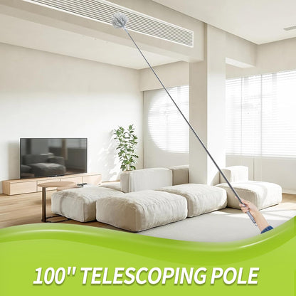 IVYROLL Skinny Duster with Extension Pole for Under Furniture | Under Appliance Cleaning Tool with 3 Microfiber Dusting Cloths, Retractable Flat Duster for Under Refrigerator, Gap