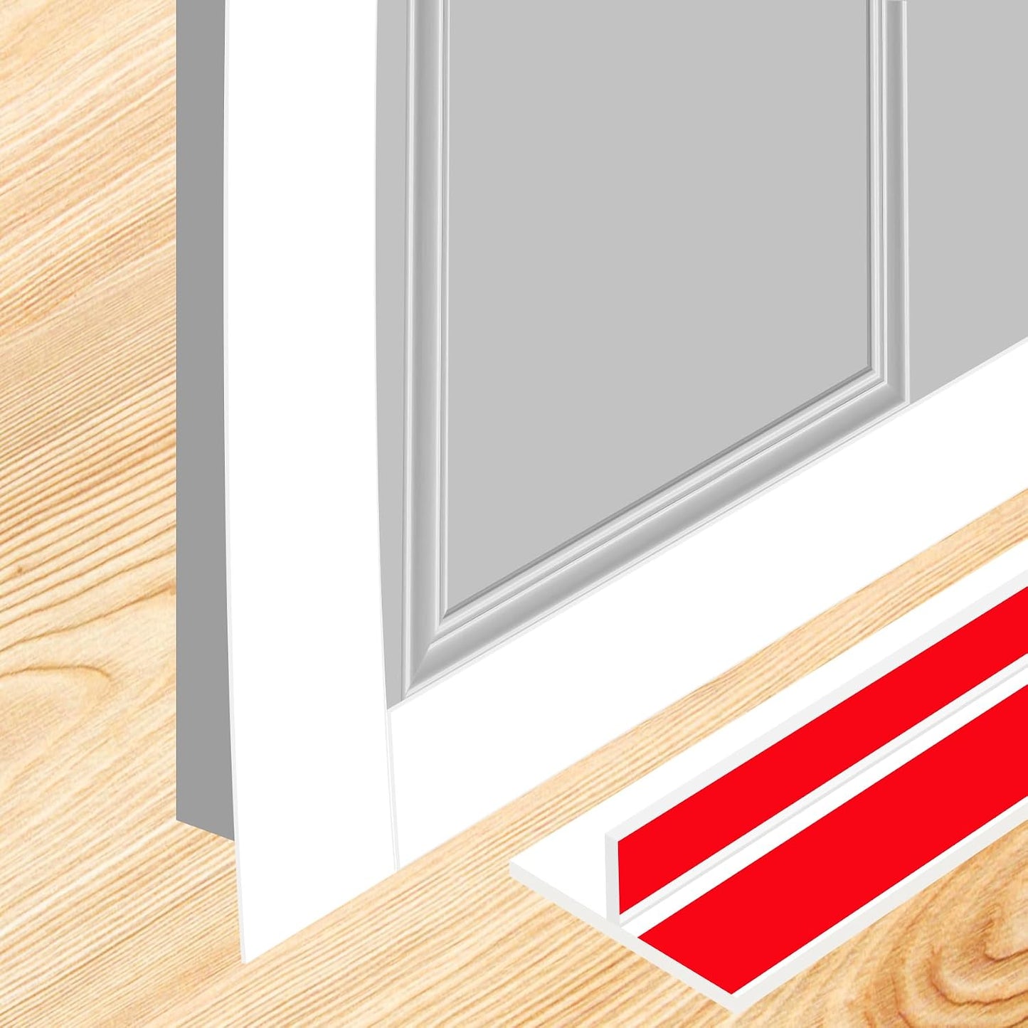ToLanbbt T-Shaped Door Draft Stopper 1.97 in x 20 FT Silicone Weather Stripping Door Seal Double-Sided Adhesive Draft Seal Tape for Doors Windows and Shower Glass Gaps, Side, Frame, Clear