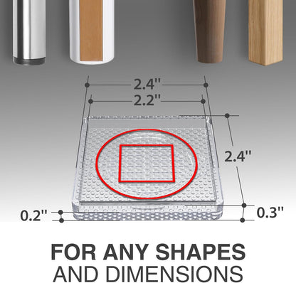 X-Protector Furniture Cups - 8 PCS 2.2" - Non Slip Furniture Pads (Round) | Transparent Floor Protectors - Bed Stoppers to Prevent Sliding - Keep Furniture from Sliding on Floor!