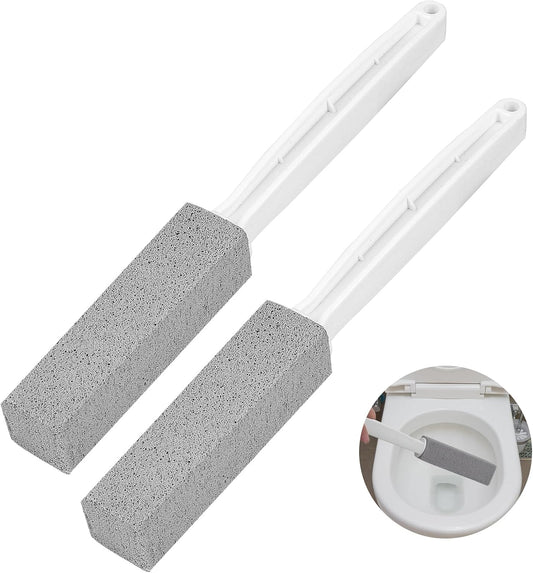 Herda 8-Pack Pumice Stone Scouring Stick with 2 Universal Handles, Pumice Stone for Cleaning Stove, Toilet, Tub, Grill, Swimming Pool, Sink, Removes Hard Water Rings, Calcium Deposits, Rust Buildup