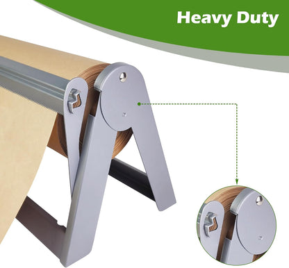 Ecohu 24in Wrapping Paper Roll Cutter - Holder Dispenser for Butcher Freezer Craft Paper Rolls with Updated Serrated Blade for Gift Wrap. Non-Slip Cutting Tool for Kitchen, Craft Room-Set on Tabletop