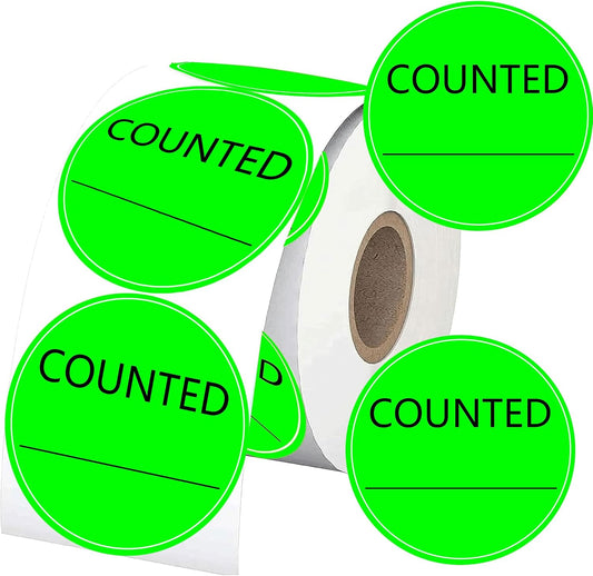 Counted Stickers 2 Inch Counted Inventory Control Labels 500 Pcs Counted Shipping Labels Round Circle Counted Stickers for Round Adhesive Writable Inventory Control Shipping and Inventory (Green)