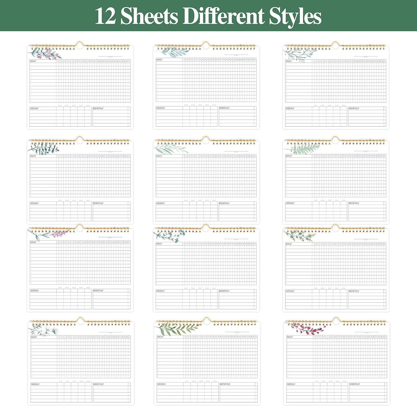 Habit Tracker Calendar- Daily, Weekly & Monthly Habit Tracker Journal | Undated, 12 Months, 7.9"x10", Writable, for Goal Setting, Boost Productivity, Workout Motivation & Self Care Tool