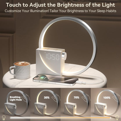 Vivilumens Sunrise Alarm Clock for Heavy Sleepers Adults, Wake-up Light, Sleep Aid 10 White Noise Sound Machines with 30/60/90 Timer, 3 Level Dimmable Touch Table Lamp with Snooze USB Charger Port