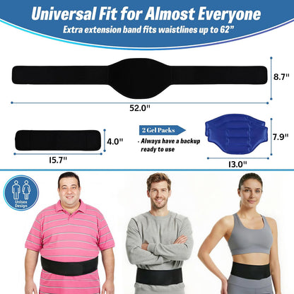 Ice Pack for Back Pain Relief with Extension Band