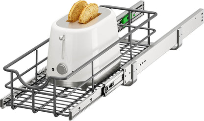 2 Tier Pull Out Cabinet Organizer - 20" W x 22" D Soft Close Slide Out Shelves with Shelf Liners - Pullout Drawers for Kitchen Cabinets, Pantry, Bathroom, Heavy Duty Steel Wire Baskets