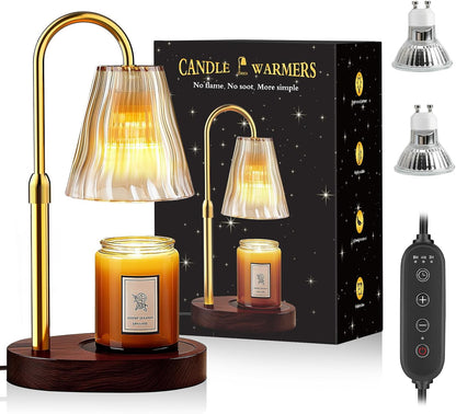 Candle Warmer Lamp with Timer Dimmer, Birthday Gifts for Women Mom Friend Sister, House Warming Gifts New Home Decor, Office Apartment Dorm Room Wax Melt Warmer for Jar Candles with 2 Bulbs