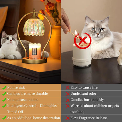 GOODBUY Candle Warmer Lamp with Timer Dimmable: Electric Candle Warmer Birthday Gifts for Women Mom - Candle Lamp Warmer House Warming Gifts New Home Decor - Wax Warmer for Jar Candles with 2 Bulbs
