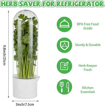 4 PCS Fresh Herb Keeper for Refrigerator, Herb Saver for Refrigerator, Cilantro Containers for Fridge, Herb Storage Containers for Cilantro Asparagus Mint Rosemary Parsley Basil for 2-3 Weeks