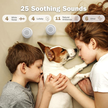 White Noise Machine | Paussion Long-Lasting Fast Charging Portable Travel Mini Sound Machine with 25 Soothing Sounds for Adults, Kids, and Babies | Auto Timer, Travel, Sleep, Baby, Fan - White