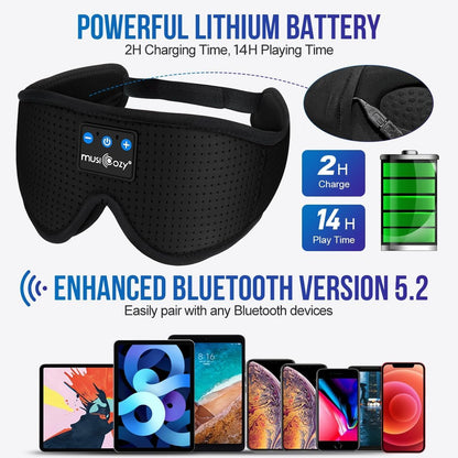 MUSICOZY Sleep Headphones Bluetooth 5.4 Sleep Mask with HD Sound