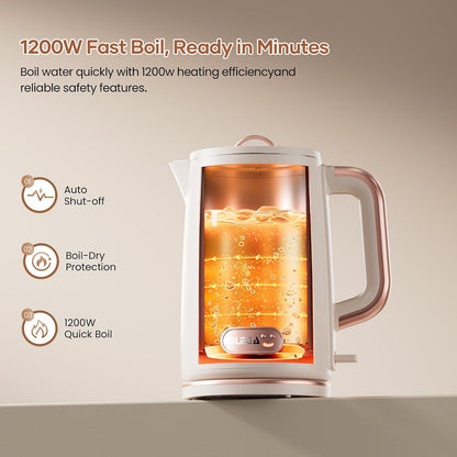 OLEGA Electric Tea Kettle: 1200W Fast Boil Electric Water Kettles 1.5L