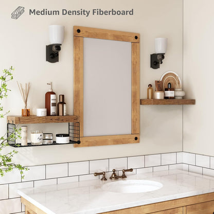 QEEIG Bathroom Shelves Over Toilet - Wall Mounted Floating Shelves Toilet Paper Storage Small Farmhouse Decor Shelf 16 inch Set of 3, Rustic Brown (019-BN3)