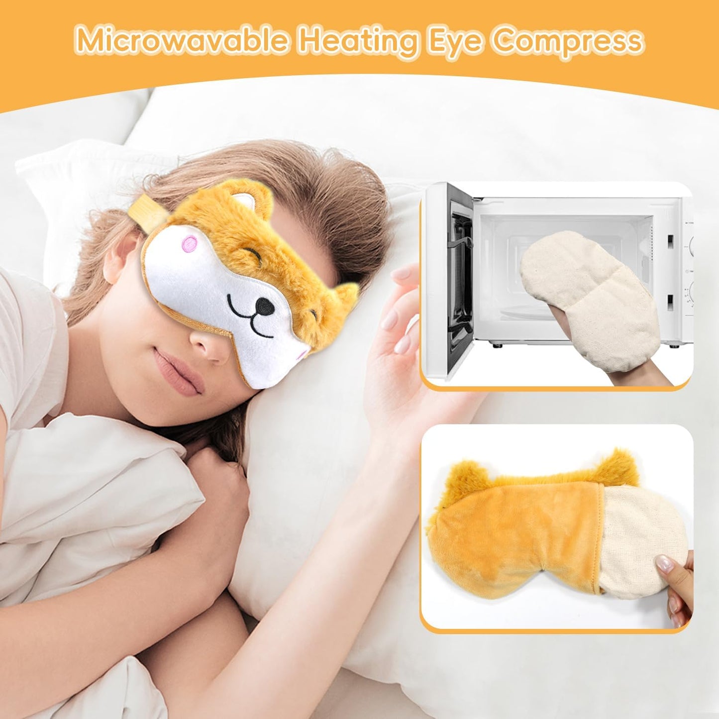 my novel things Microwave Heating Pad with Heated Eye Mask Compress Moist for Relieve Fatigue Period Cramps Uscented Microwavable Heating Pad Cute Bear for Women Birthday Christmas Gifts