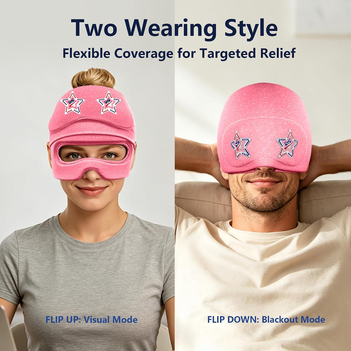 Migraine Relief Cap with Slide-Up Eye Mask, Headache Relief Ice Hat