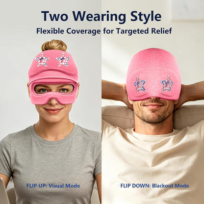 Migraine Relief Cap with Slide-Up Eye Mask, Headache Relief Ice Hat