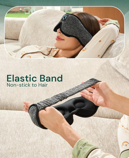 3D Sleep Mask with Bluetooth Headphones, Wireless Sleep Headphones for Side Sleepers, Noise Cancelling Eye Mask for Nap, Soft Sleeping Mask for Women Men, Blackout Sleep Mask with Built-in Speakers