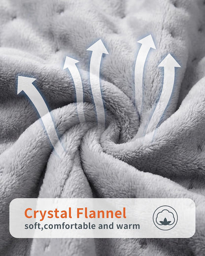 Heating Pad for Neck and Shoulders, 12"x24" Fast Heat Wrap with 5 Heat Settings & 5 Timer, Fast Heating Electric Pad with Plush Fabric, Raised Dot Texture, Light Grey