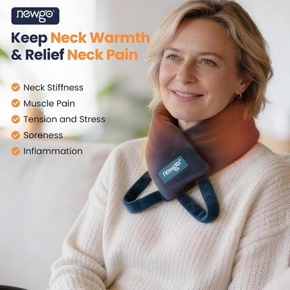 NEWGO Neck Warmer Microwavable - Heating Pad for Neck and Shoulders with Straps - Reusable Moist Heated Pad for Pain Relief- Hot Compress